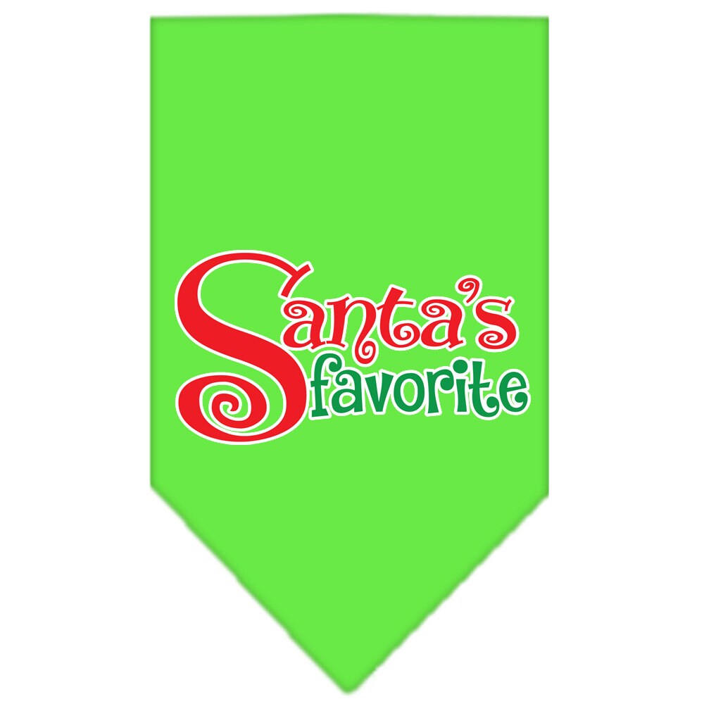 Christmas pet bandana featuring 'Santa's Favorite' design, perfect for dogs of all sizes, showcasing a festive holiday spirit.