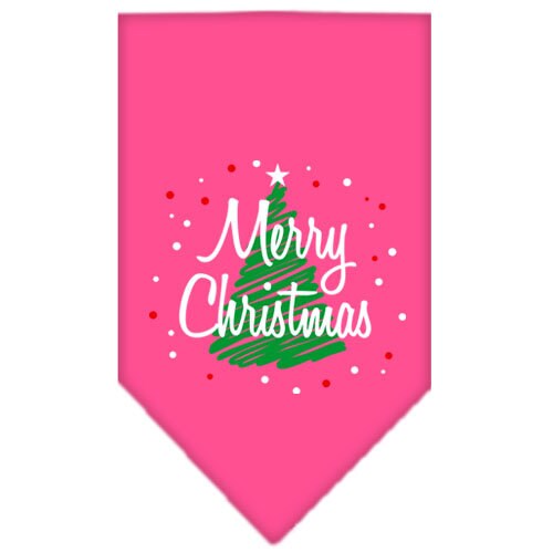 A festive Christmas pet bandana featuring a 'Scribble Merry Christmas' design, perfect for dogs of all sizes.