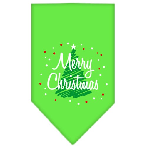 A festive Christmas pet bandana featuring a 'Scribble Merry Christmas' design, perfect for dogs of all sizes.