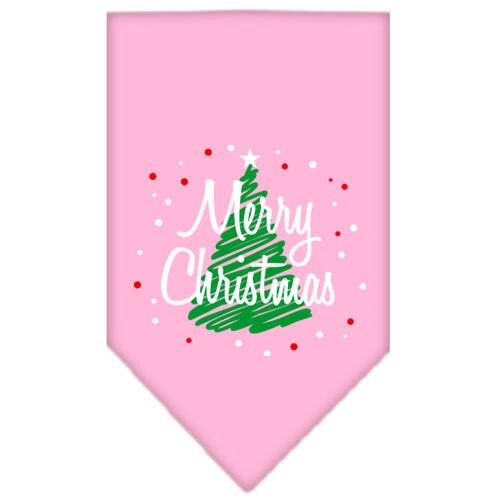 A festive Christmas pet bandana featuring a 'Scribble Merry Christmas' design, perfect for dogs of all sizes.