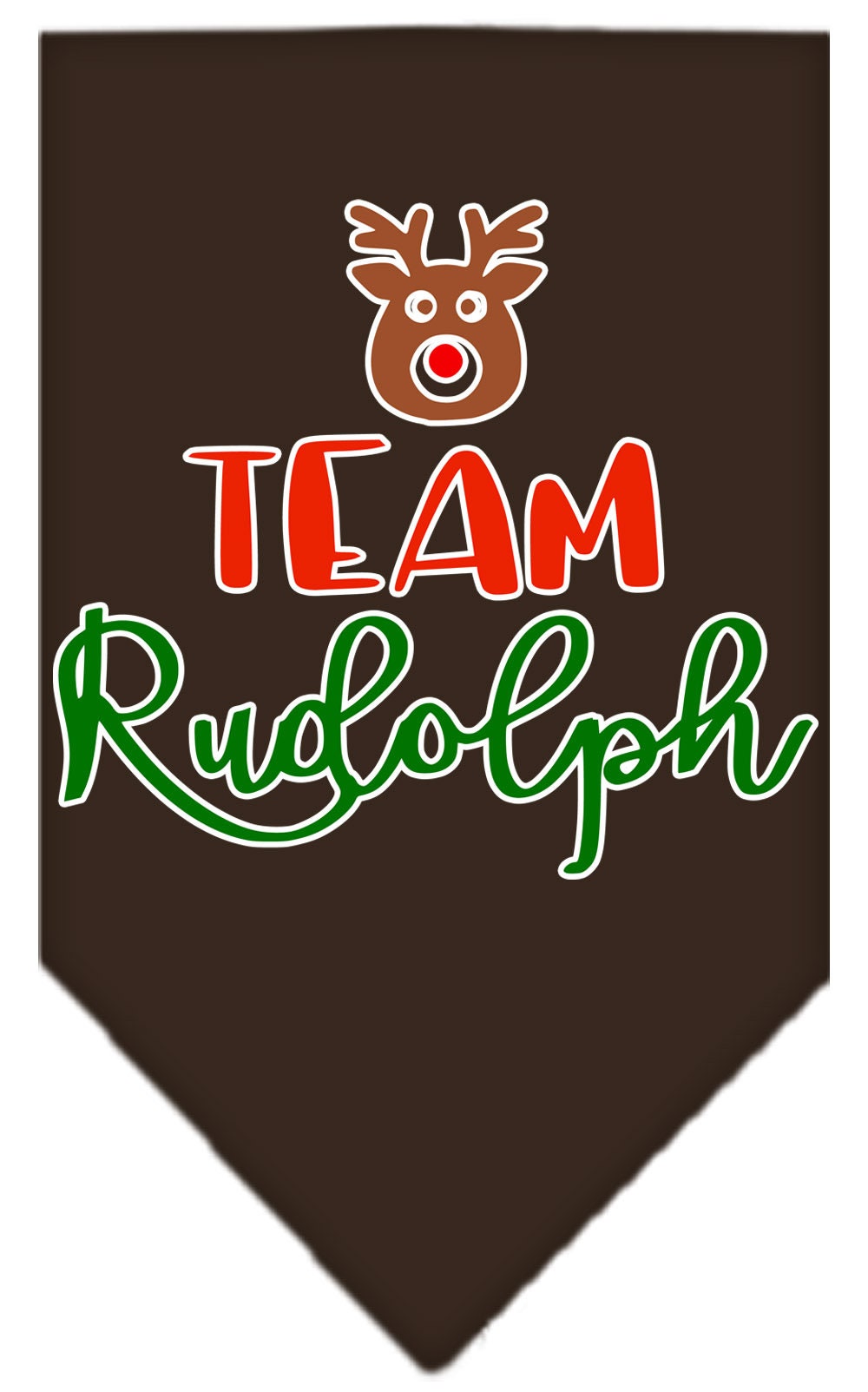 A festive Christmas pet bandana featuring 'Team Rudolph' design, perfect for dogs during the holiday season.