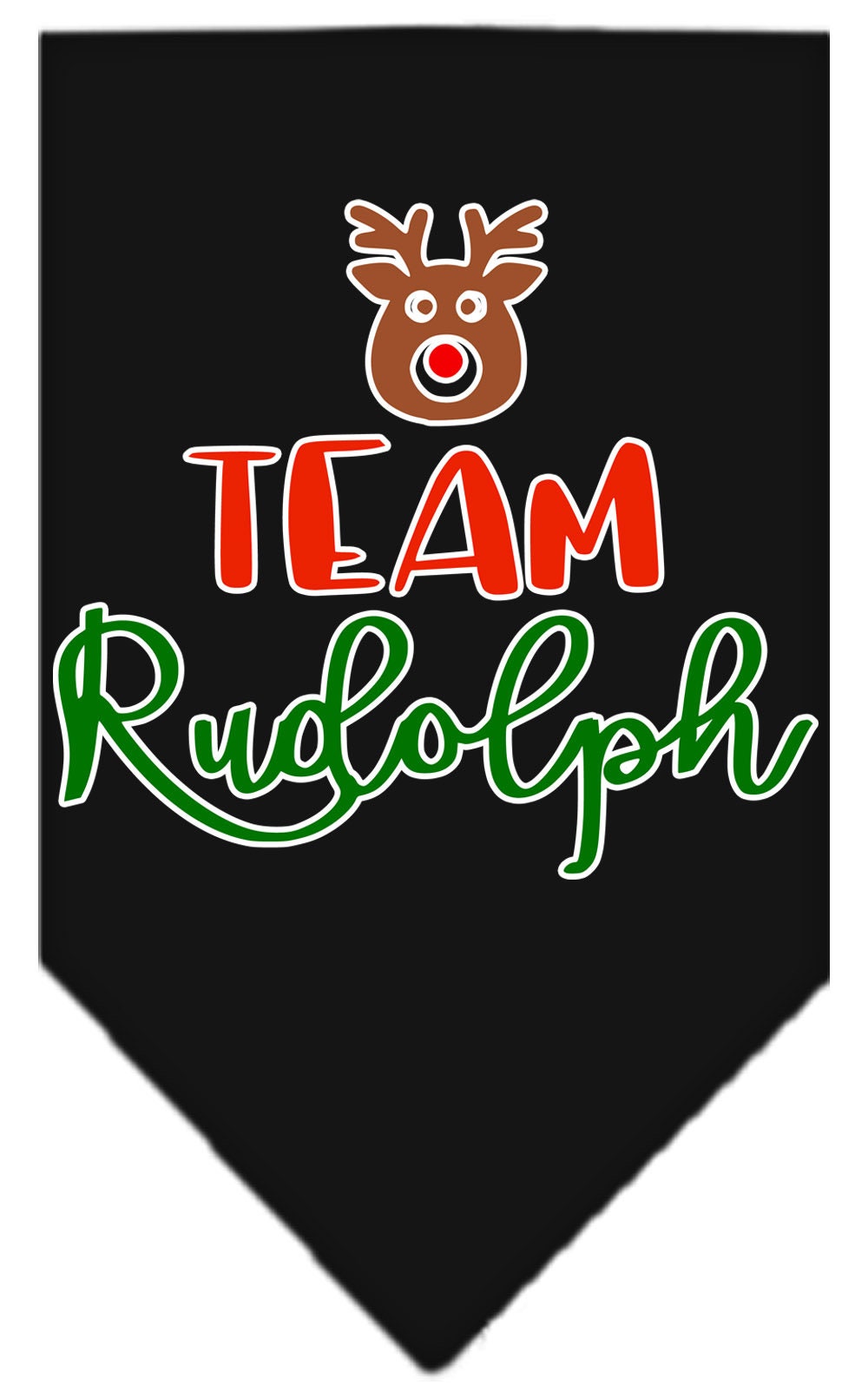 A festive Christmas pet bandana featuring 'Team Rudolph' design, perfect for dogs during the holiday season.