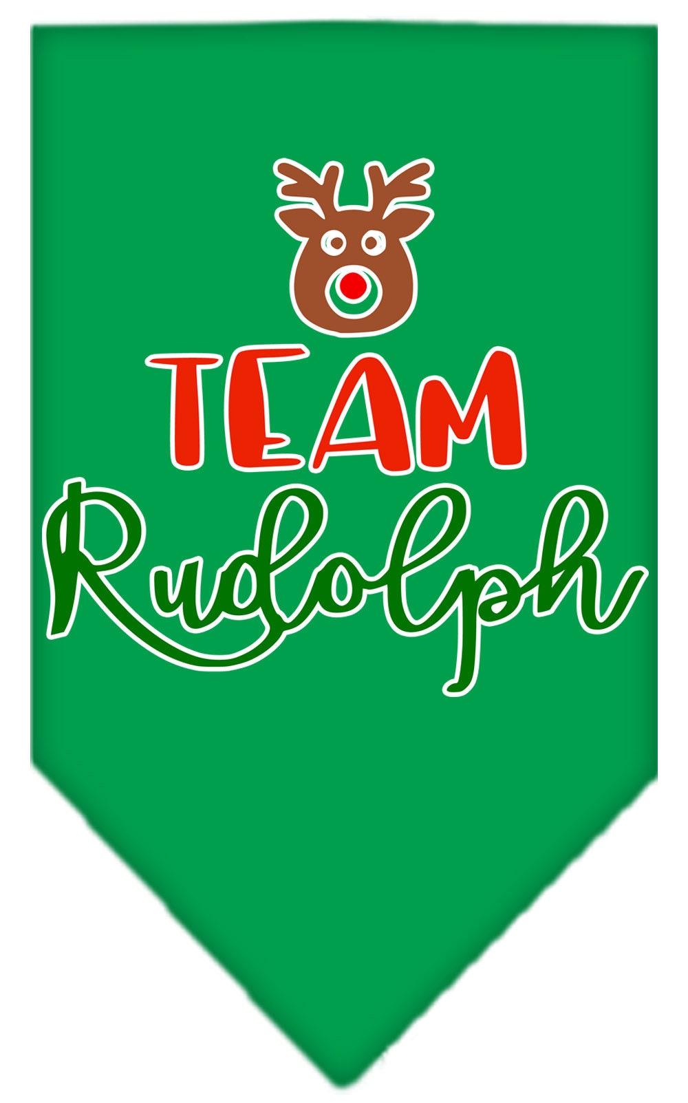 A festive Christmas pet bandana featuring 'Team Rudolph' design, perfect for dogs during the holiday season.