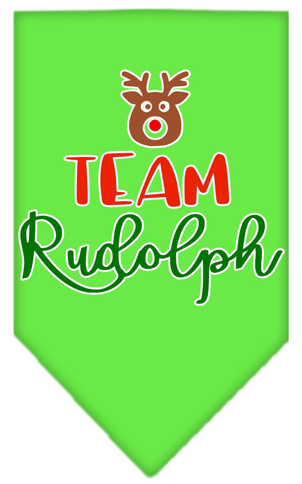 A festive Christmas pet bandana featuring 'Team Rudolph' design, perfect for dogs during the holiday season.