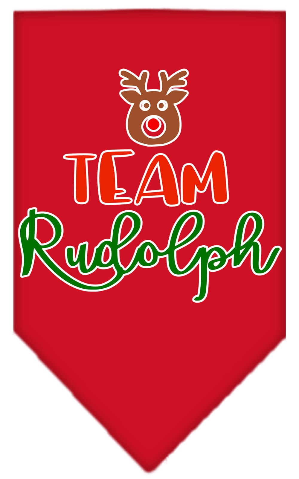 A festive Christmas pet bandana featuring 'Team Rudolph' design, perfect for dogs during the holiday season.