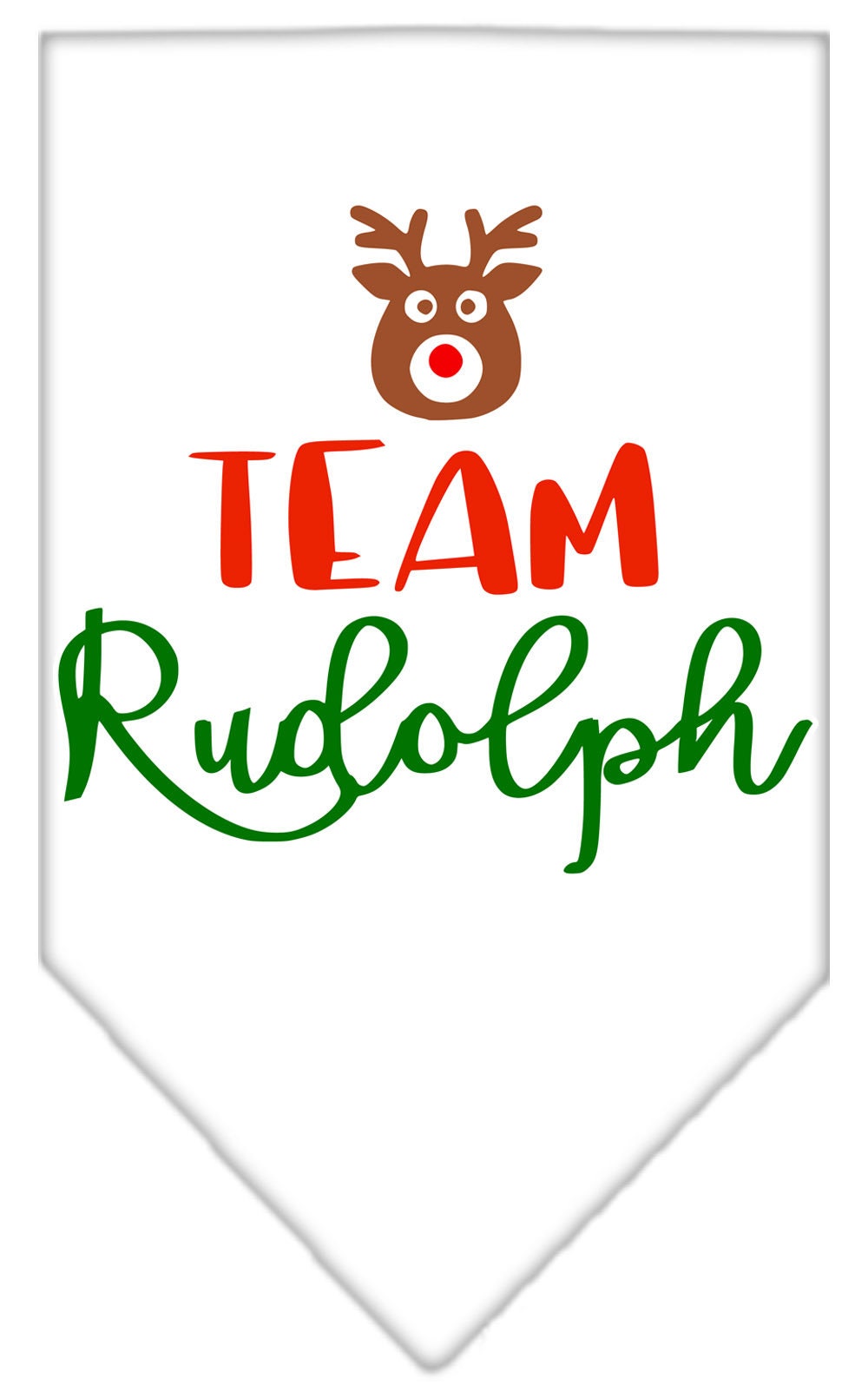 A festive Christmas pet bandana featuring 'Team Rudolph' design, perfect for dogs during the holiday season.