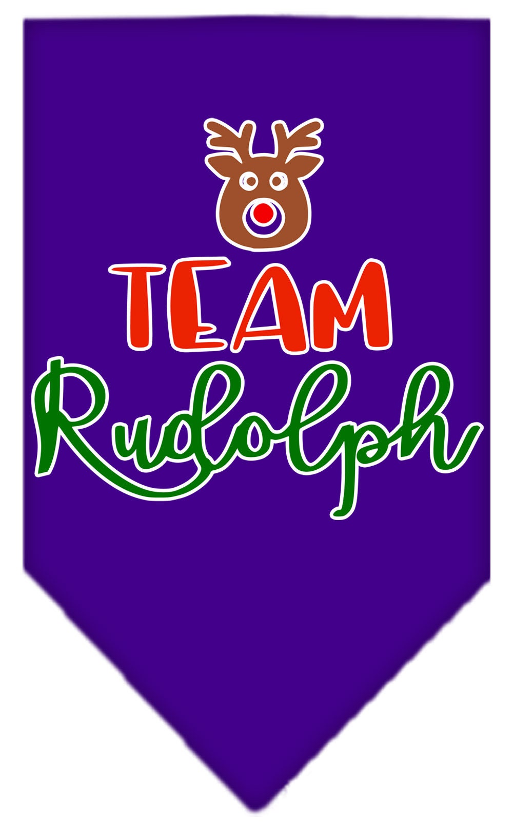 A festive Christmas pet bandana featuring 'Team Rudolph' design, perfect for dogs during the holiday season.