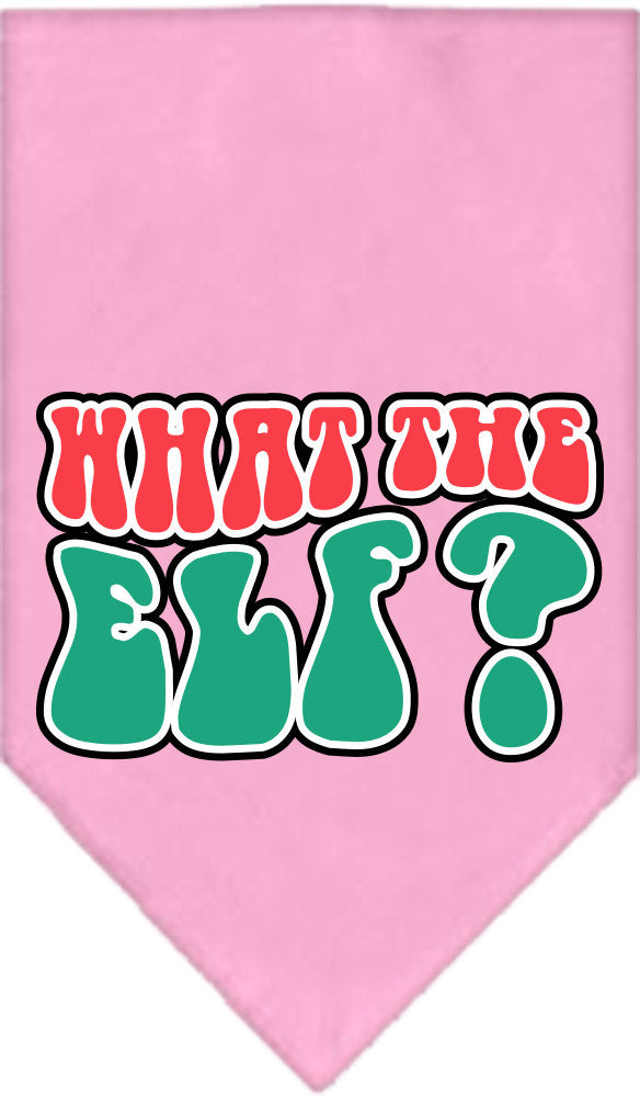 Christmas pet bandana featuring 'What The Elf' design, perfect for dogs during the holiday season.