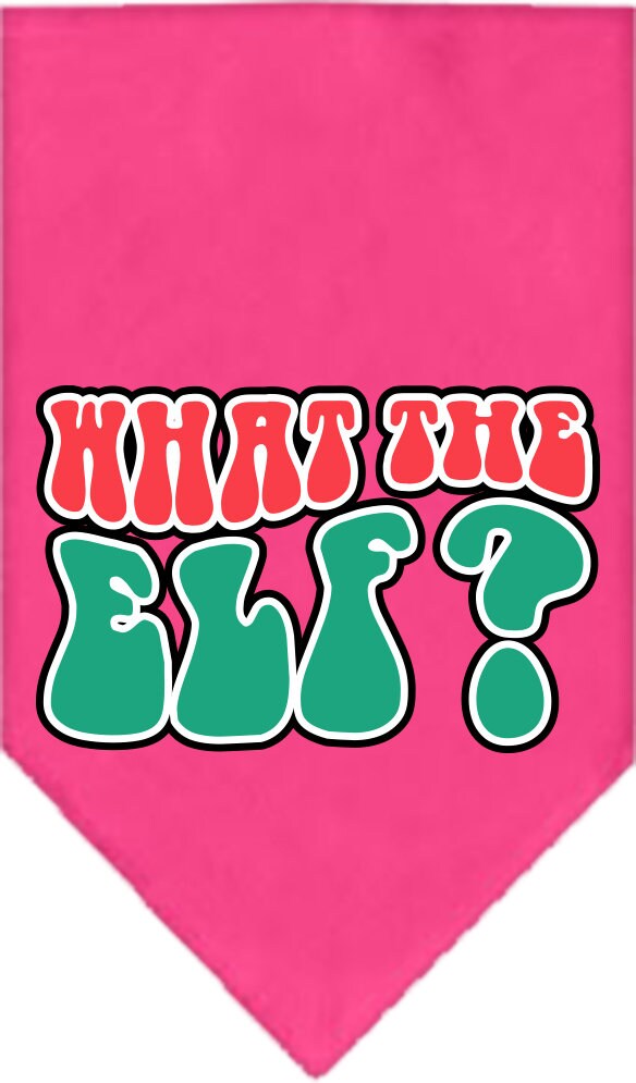 Christmas pet bandana featuring 'What The Elf' design, perfect for dogs during the holiday season.