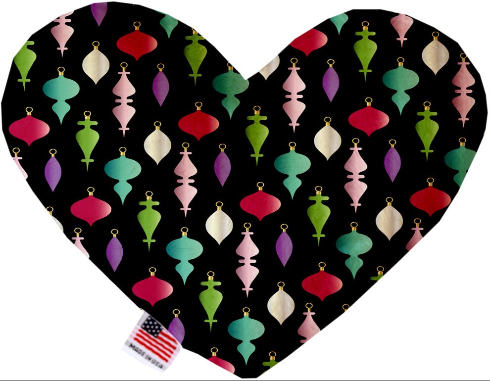 A festive Christmas plush toy shaped like a heart and a bone, featuring vibrant patterns and soft fabric, perfect for dogs and pets.