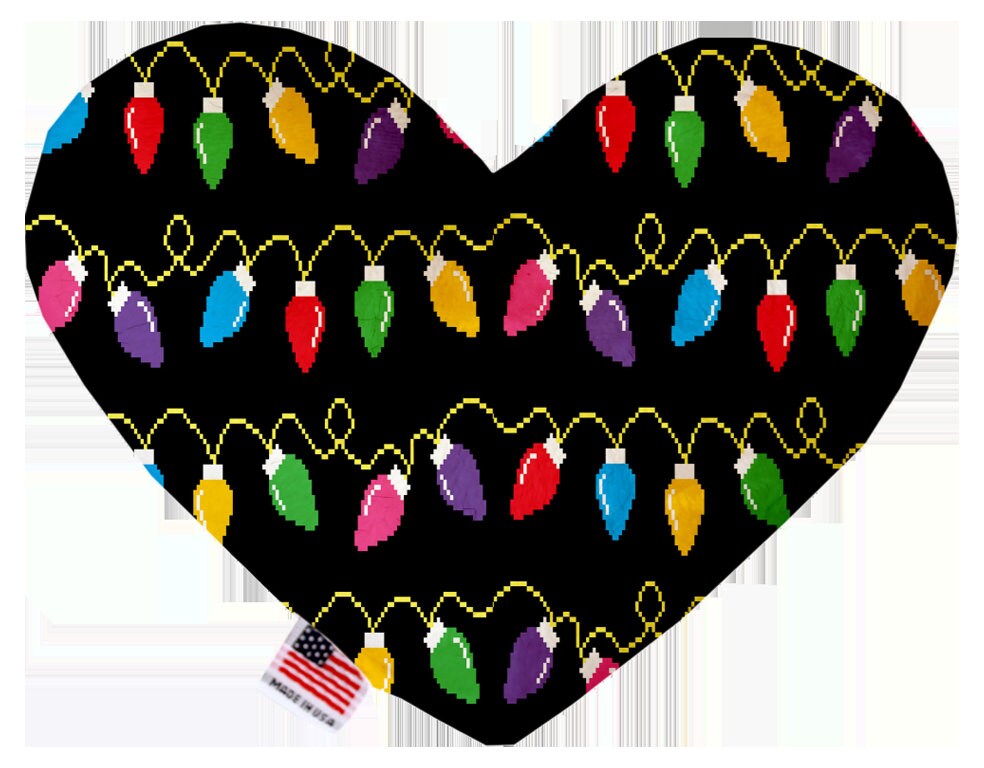 A festive Christmas plush toy shaped like a heart and a bone, featuring vibrant patterns and soft fabric, perfect for dogs and pets.