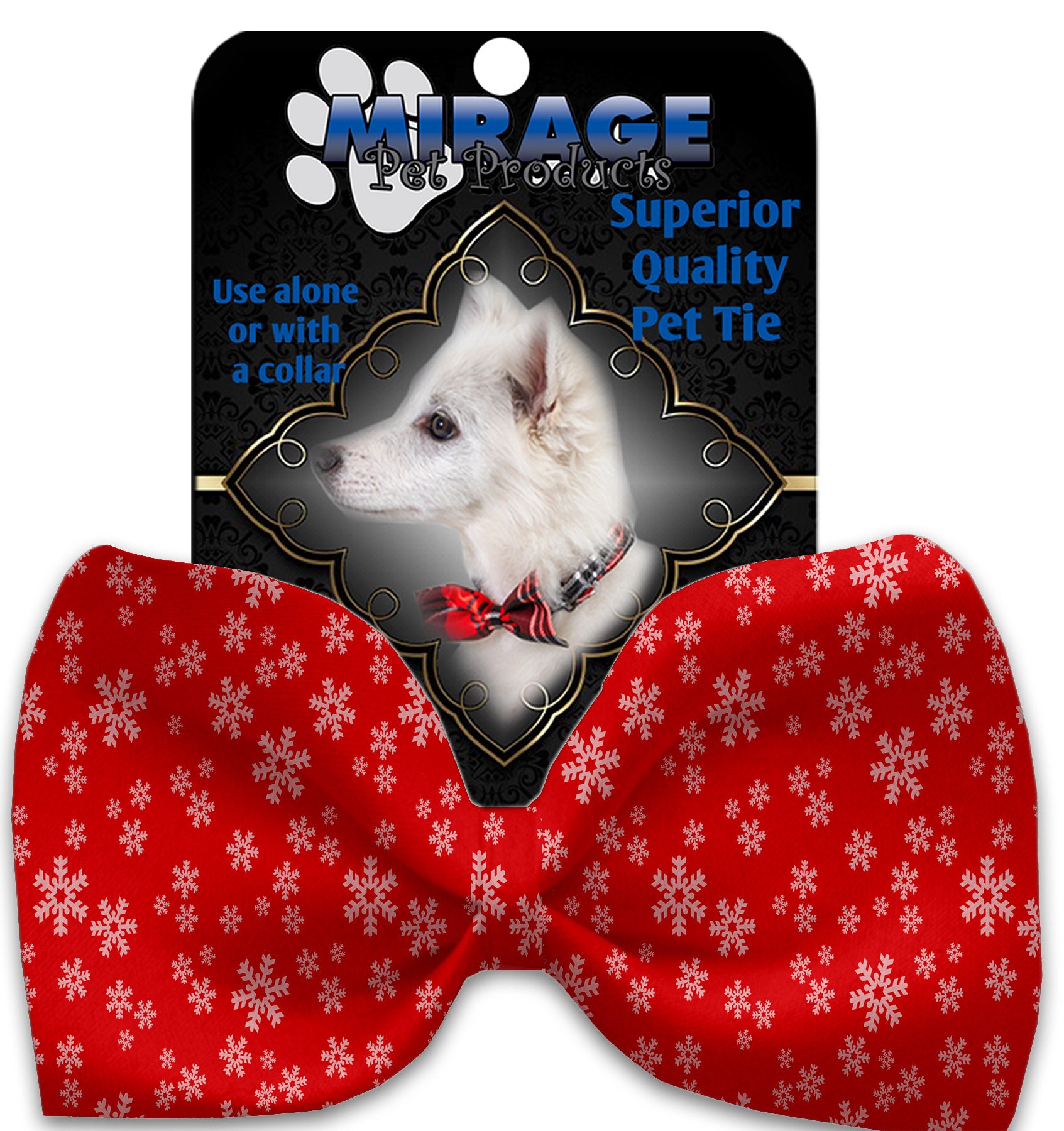 A festive dog and cat bow tie featuring Christmas carols patterns, made from silky polyester, suitable for neck sizes 10 to 19 inches.