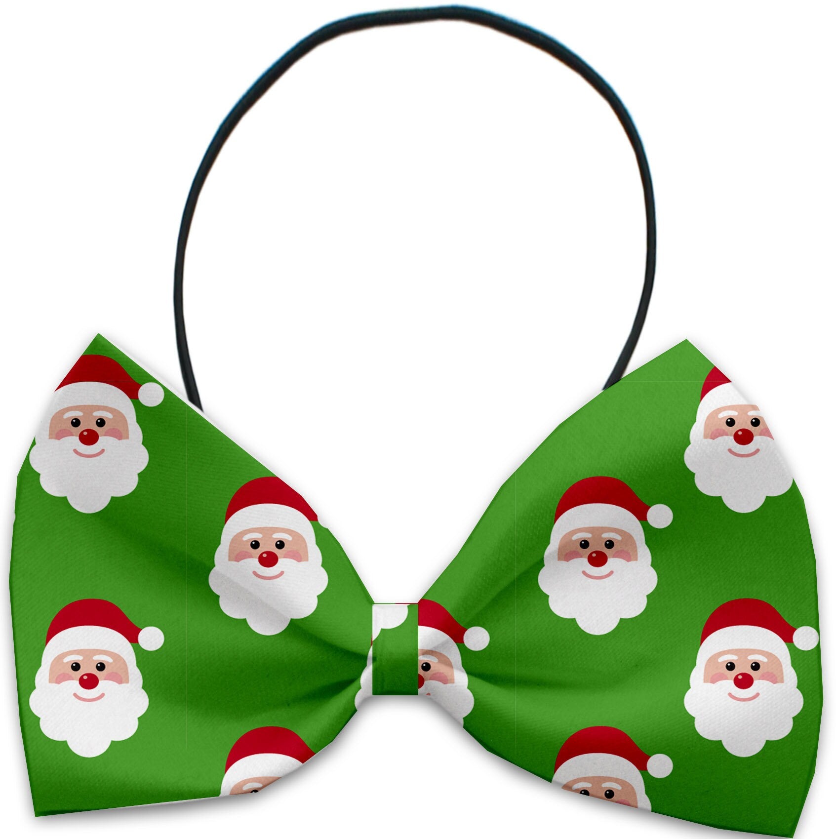 A festive dog and cat bow tie featuring Christmas carols patterns, made from silky polyester, suitable for neck sizes 10 to 19 inches.