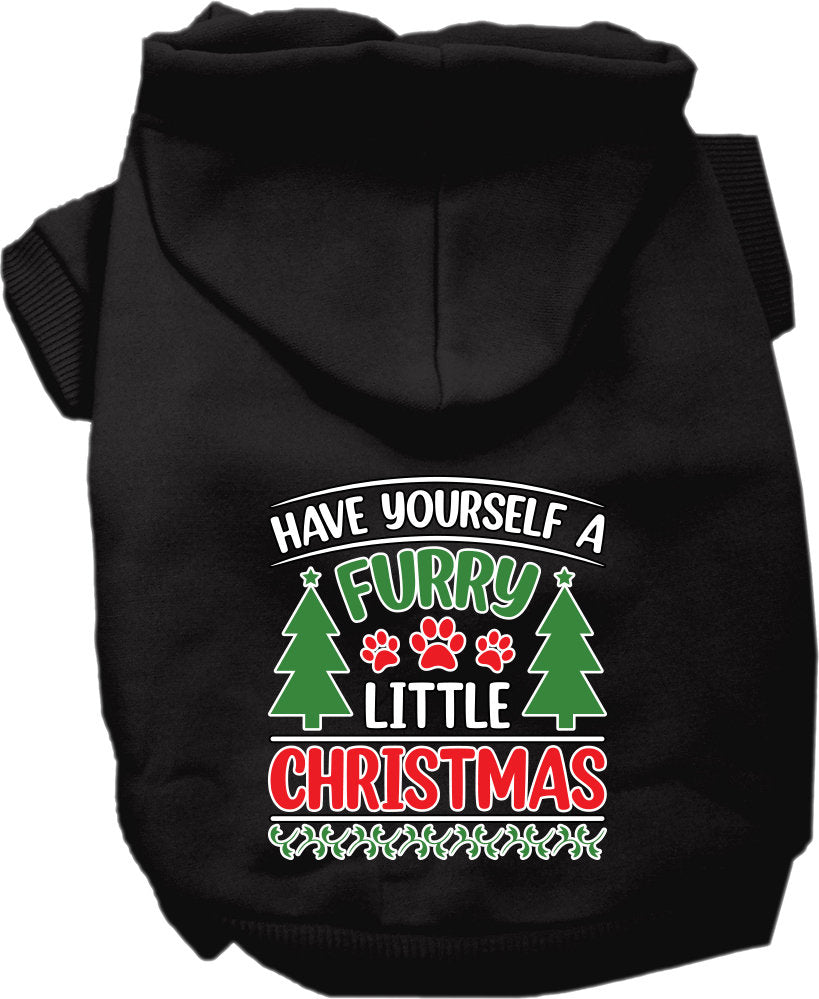 A cozy Christmas hoodie for pets featuring the phrase 'Have Yourself A Furry Little Christmas', designed for dogs and cats.