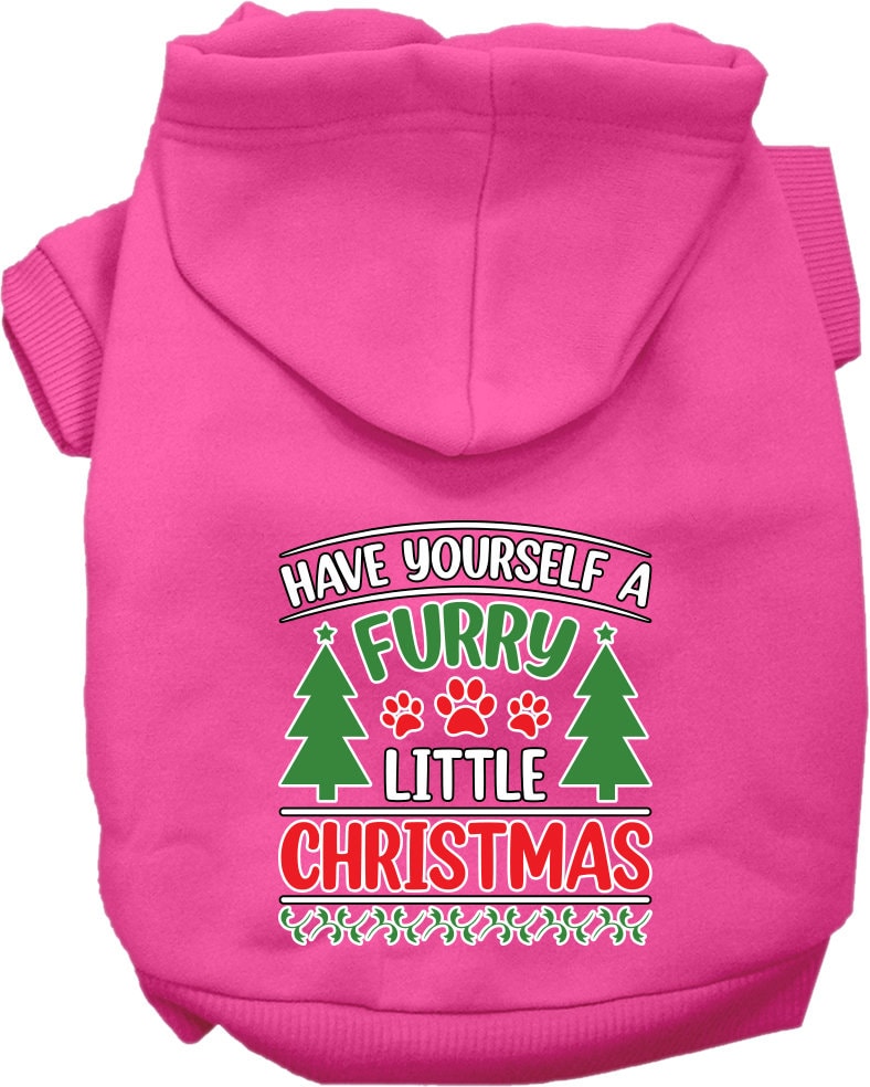 A cozy Christmas hoodie for pets featuring the phrase 'Have Yourself A Furry Little Christmas', designed for dogs and cats.