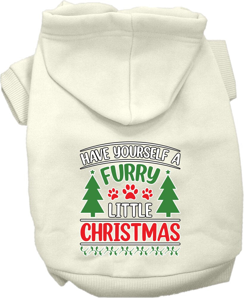 A cozy Christmas hoodie for pets featuring the phrase 'Have Yourself A Furry Little Christmas', designed for dogs and cats.