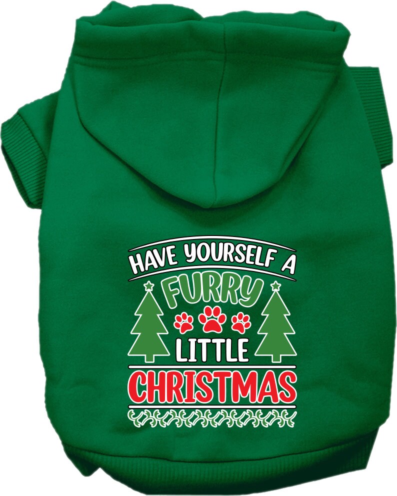 A cozy Christmas hoodie for pets featuring the phrase 'Have Yourself A Furry Little Christmas', designed for dogs and cats.