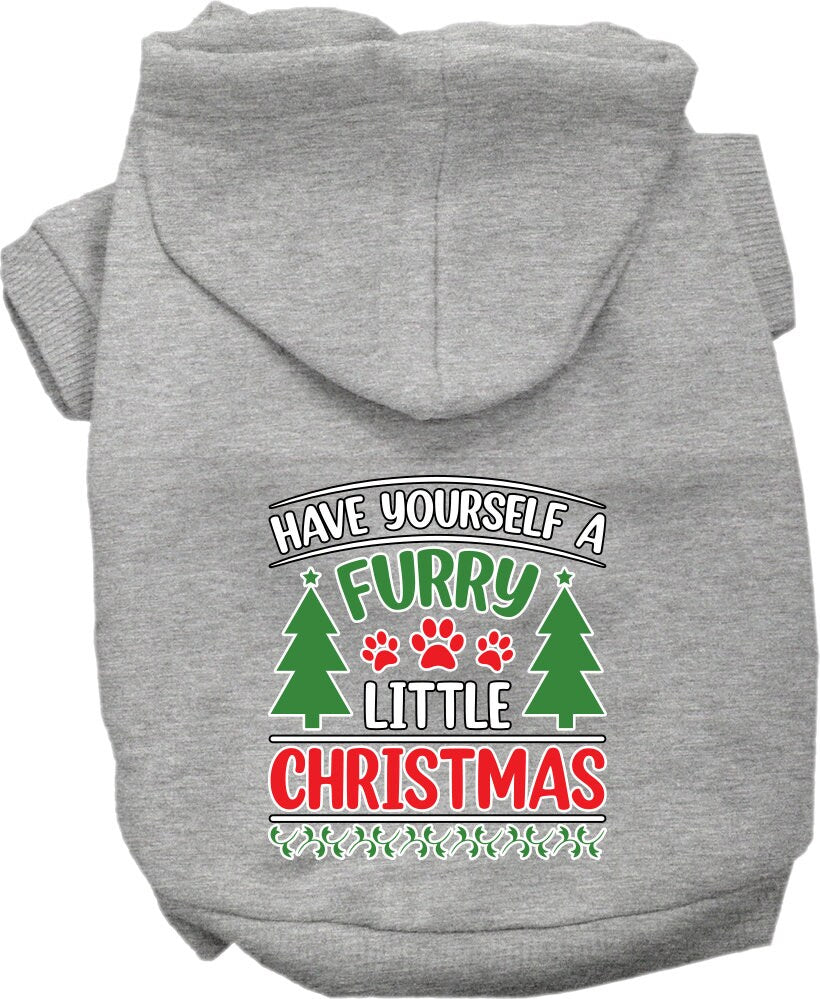 A cozy Christmas hoodie for pets featuring the phrase 'Have Yourself A Furry Little Christmas', designed for dogs and cats.