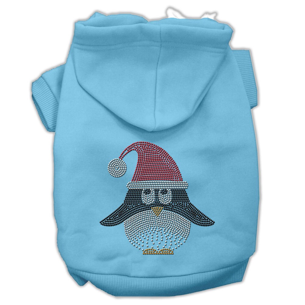 A cozy Christmas pet hoodie featuring a Santa Penguin design, perfect for dogs and cats, showcasing its soft fabric and stylish look.
