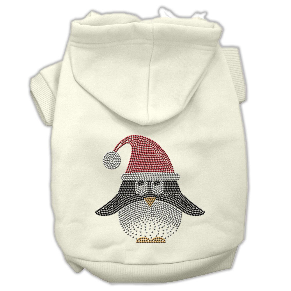 A cozy Christmas pet hoodie featuring a Santa Penguin design, perfect for dogs and cats, showcasing its soft fabric and stylish look.