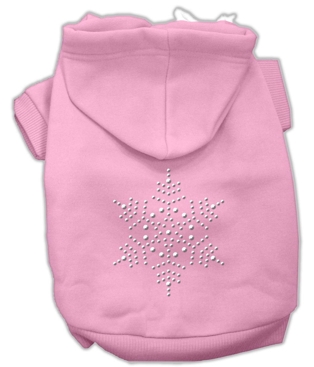A stylish Christmas pet hoodie for dogs and cats featuring a rhinestone snowflake design, perfect for festive occasions.