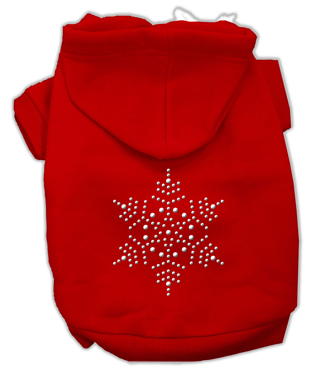 A stylish Christmas pet hoodie for dogs and cats featuring a rhinestone snowflake design, perfect for festive occasions.