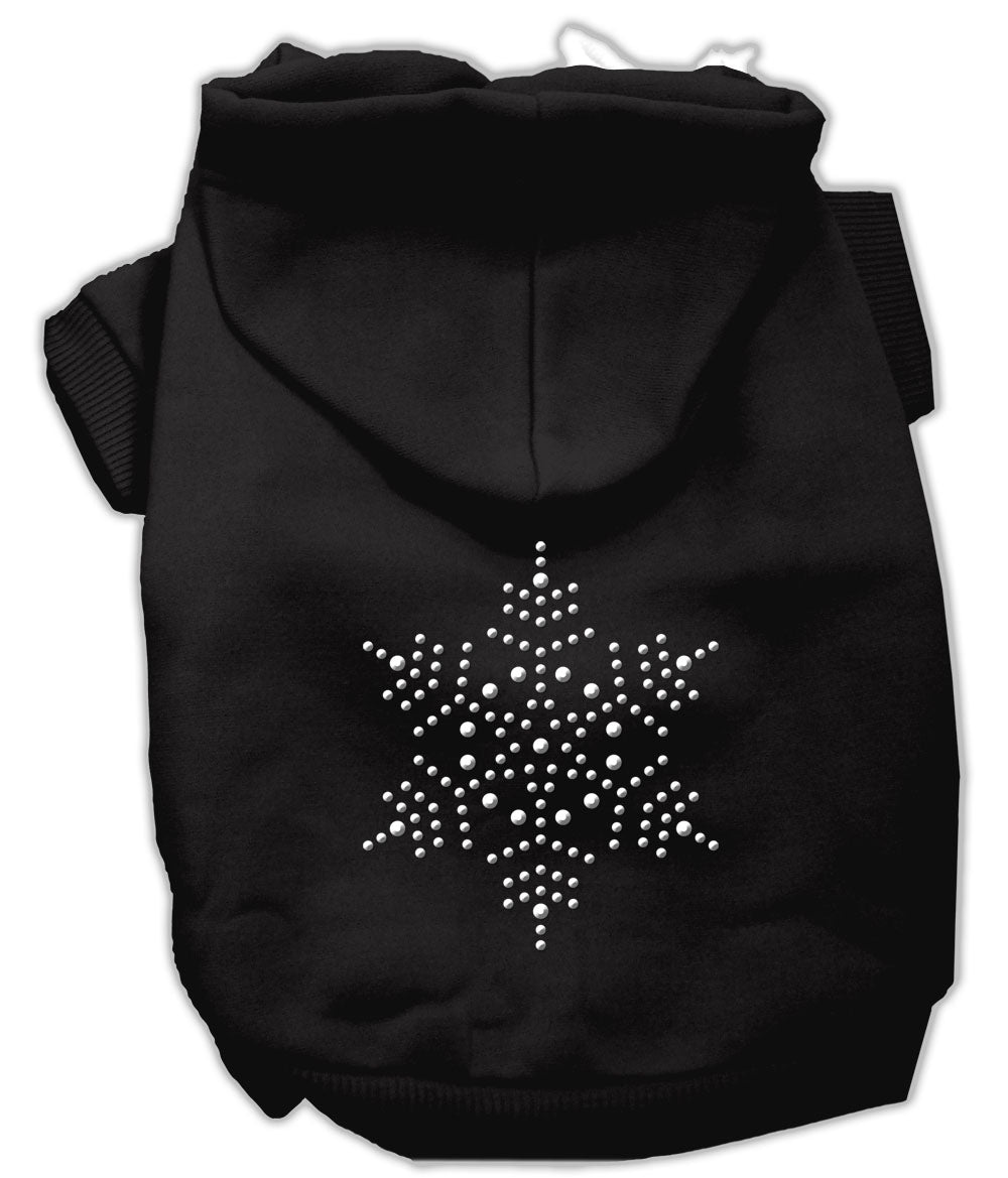A stylish Christmas pet hoodie for dogs and cats featuring a rhinestone snowflake design, perfect for festive occasions.