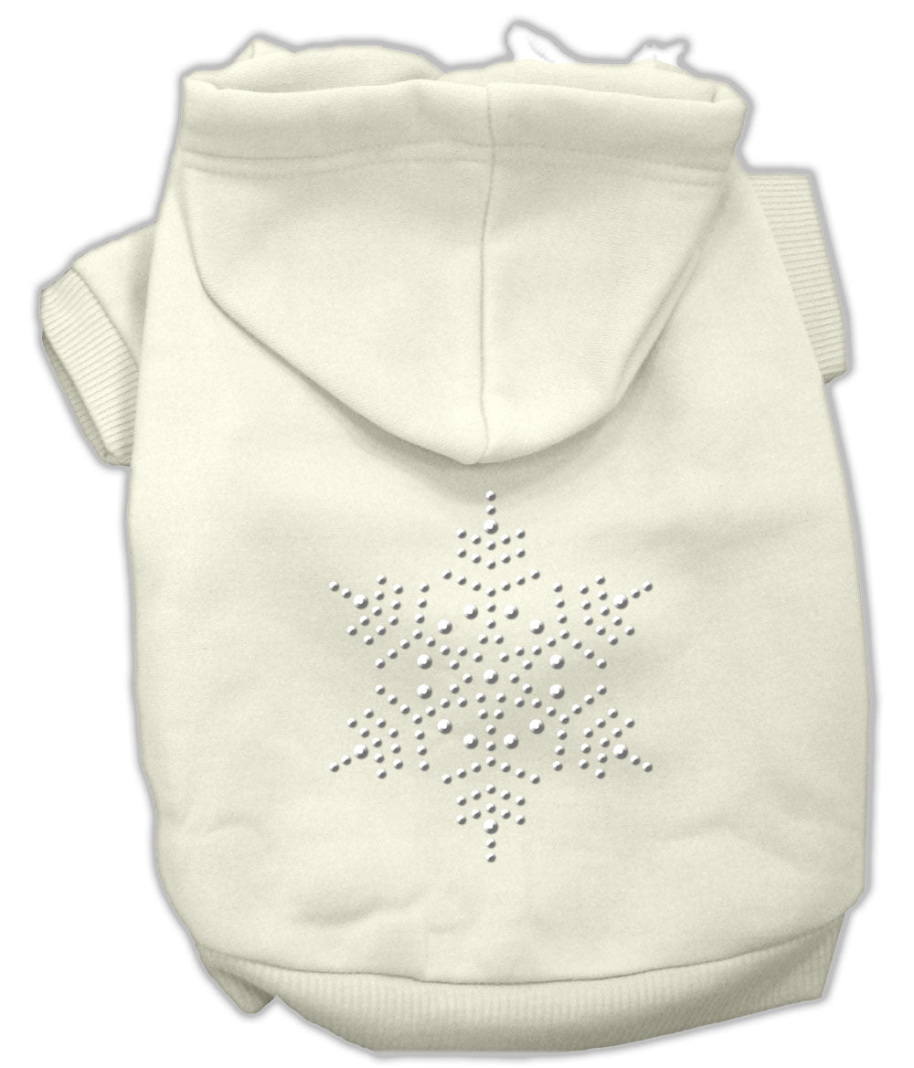 A stylish Christmas pet hoodie for dogs and cats featuring a rhinestone snowflake design, perfect for festive occasions.