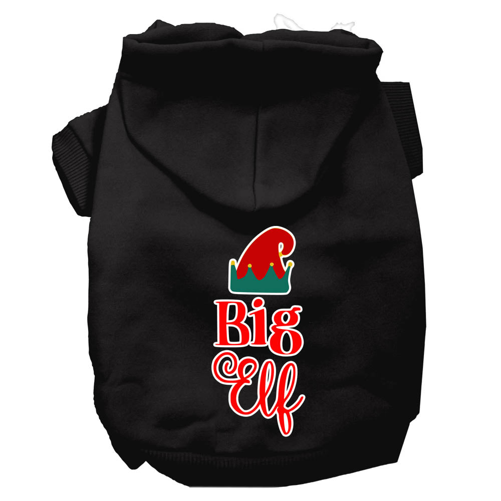 A cozy Christmas hoodie for pets featuring a 'Big Elf' design, perfect for dogs and cats.