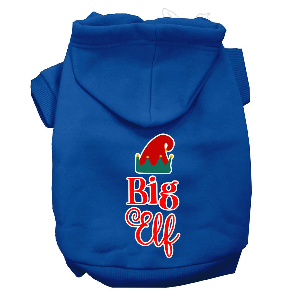 A cozy Christmas hoodie for pets featuring a 'Big Elf' design, perfect for dogs and cats.
