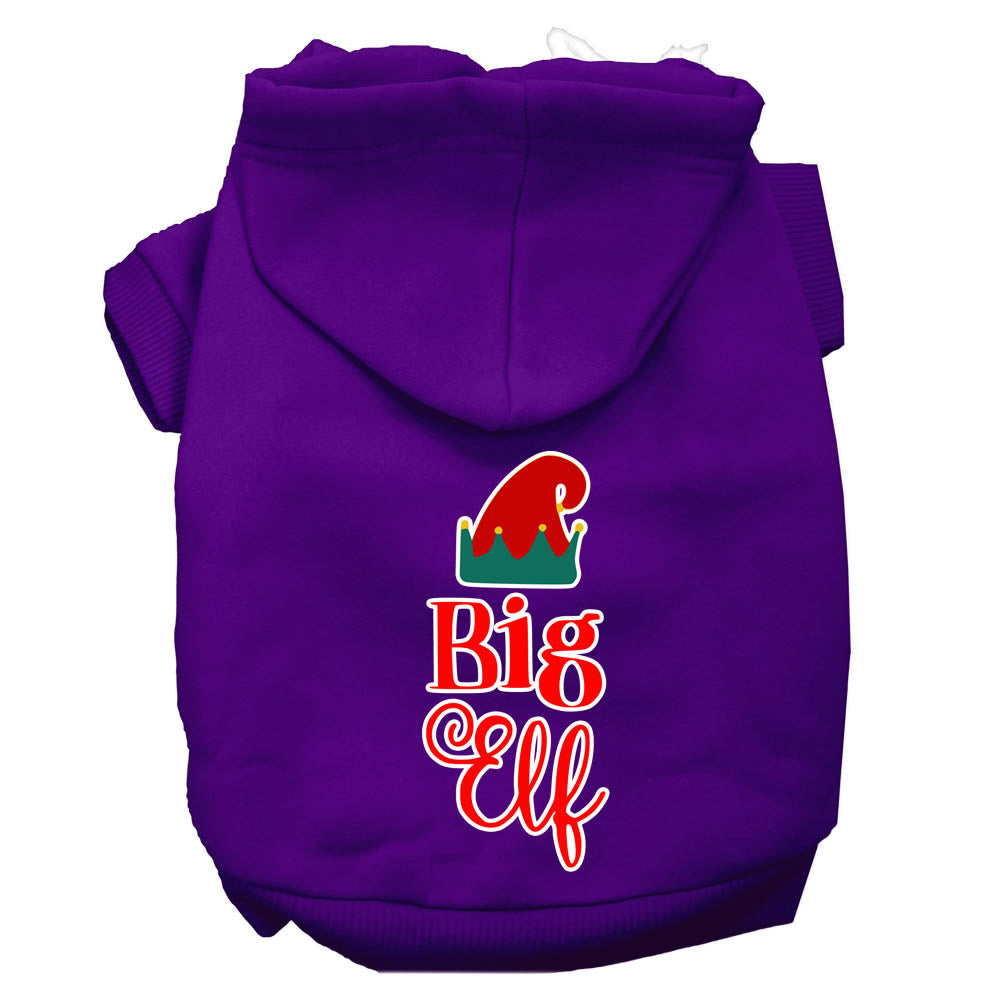 A cozy Christmas hoodie for pets featuring a 'Big Elf' design, perfect for dogs and cats.