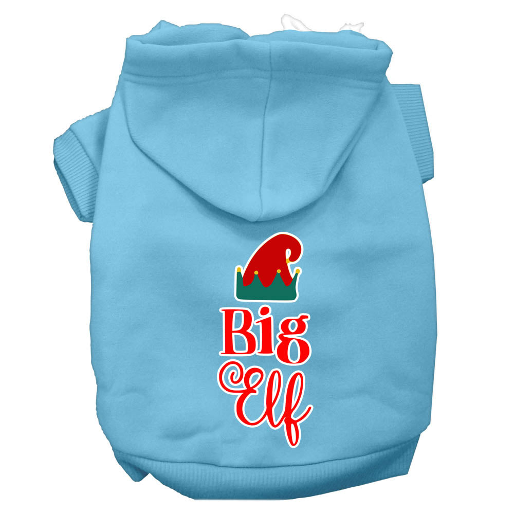 A cozy Christmas hoodie for pets featuring a 'Big Elf' design, perfect for dogs and cats.