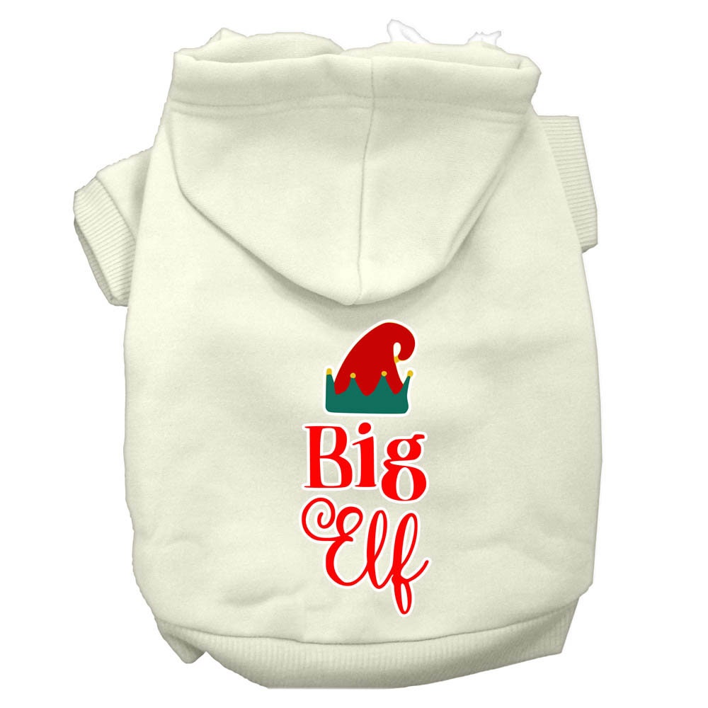 A cozy Christmas hoodie for pets featuring a 'Big Elf' design, perfect for dogs and cats.