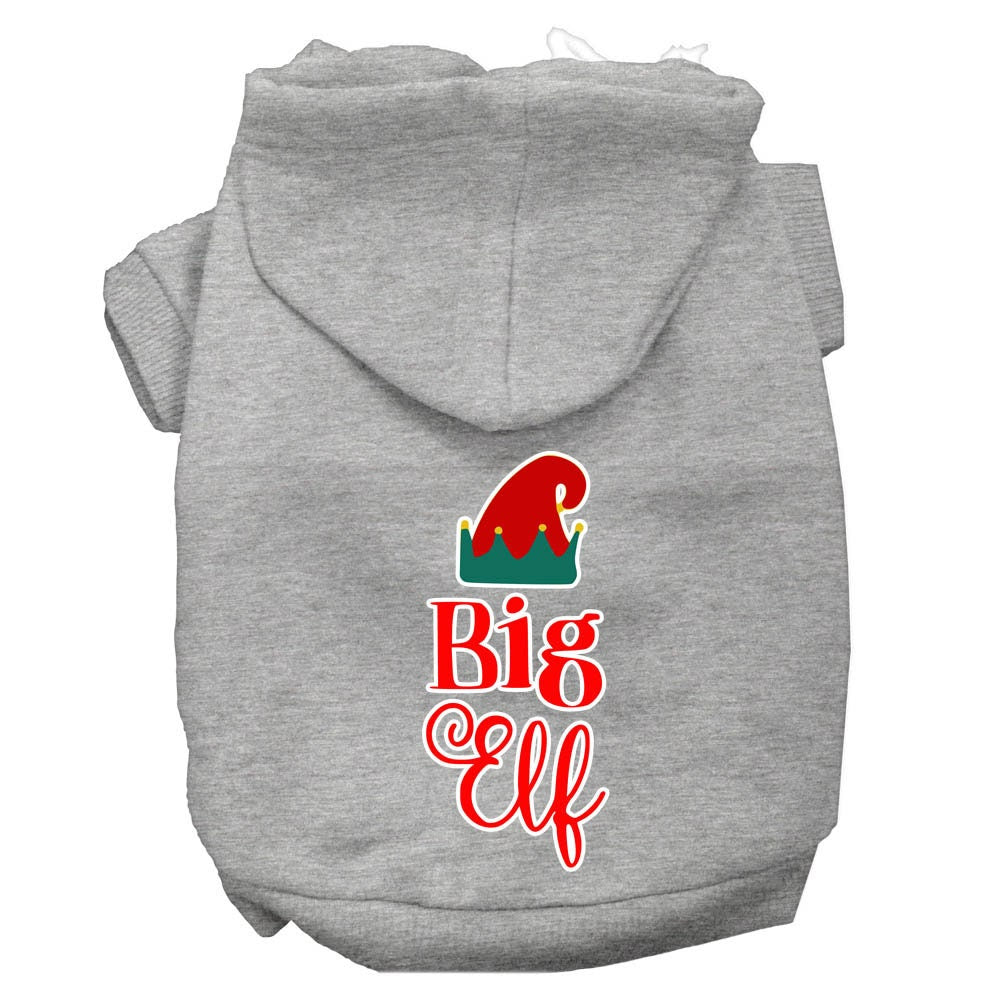 A cozy Christmas hoodie for pets featuring a 'Big Elf' design, perfect for dogs and cats.