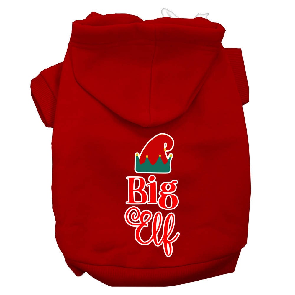 A cozy Christmas hoodie for pets featuring a 'Big Elf' design, perfect for dogs and cats.