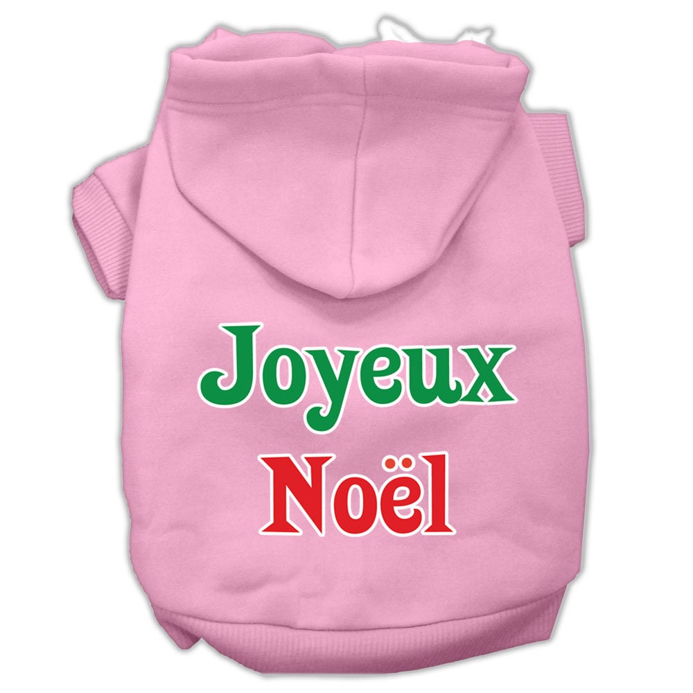 A cozy Christmas hoodie for pets, featuring 'Joyeux Noel' printed on the back, designed for dogs and cats with a soft fabric blend.