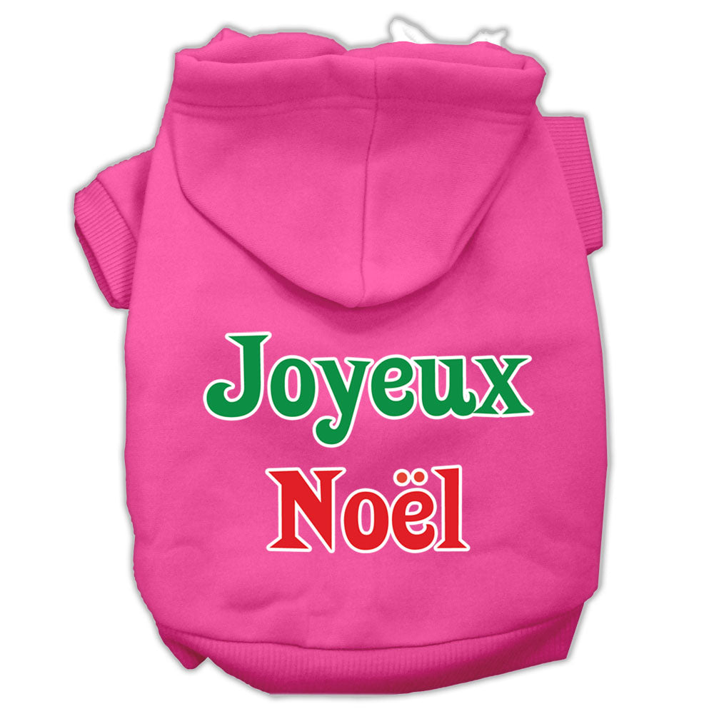 A cozy Christmas hoodie for pets, featuring 'Joyeux Noel' printed on the back, designed for dogs and cats with a soft fabric blend.
