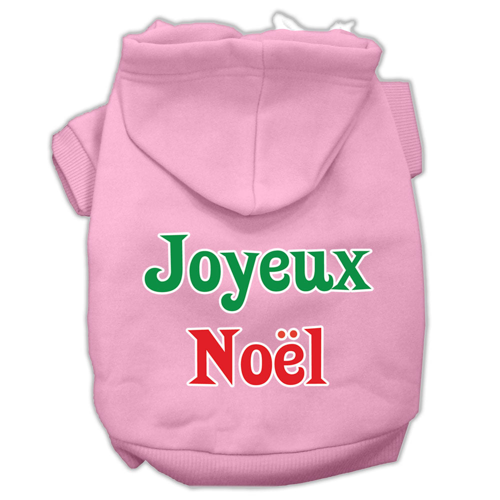 A cozy Christmas hoodie for pets, featuring 'Joyeux Noel' printed on the back, designed for dogs and cats with a soft fabric blend.