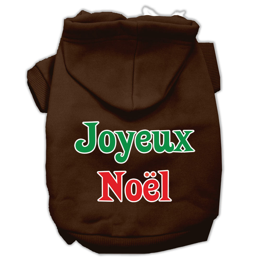 A cozy Christmas hoodie for pets, featuring 'Joyeux Noel' printed on the back, designed for dogs and cats with a soft fabric blend.