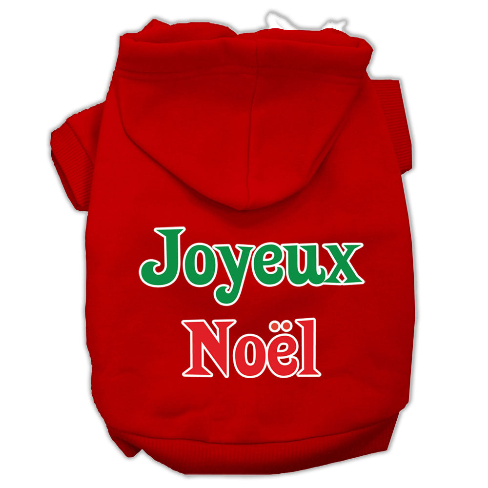A cozy Christmas hoodie for pets, featuring 'Joyeux Noel' printed on the back, designed for dogs and cats with a soft fabric blend.