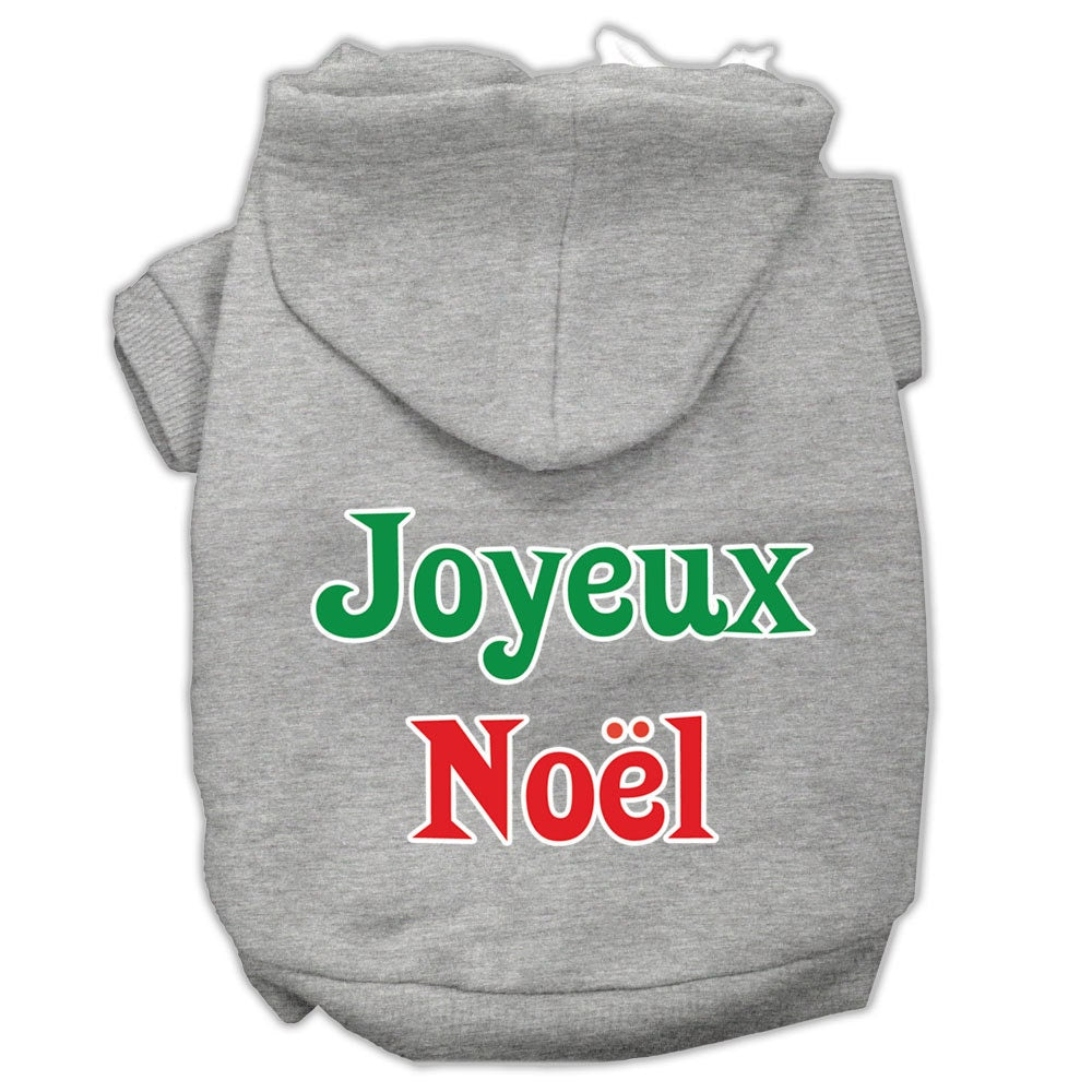 A cozy Christmas hoodie for pets, featuring 'Joyeux Noel' printed on the back, designed for dogs and cats with a soft fabric blend.