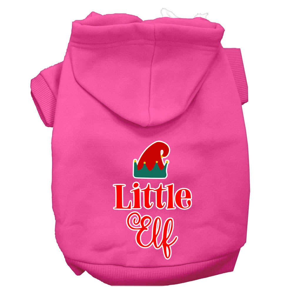 A cozy Christmas hoodie for pets featuring a 'Little Elf' design, perfect for dogs and cats during the holiday season.