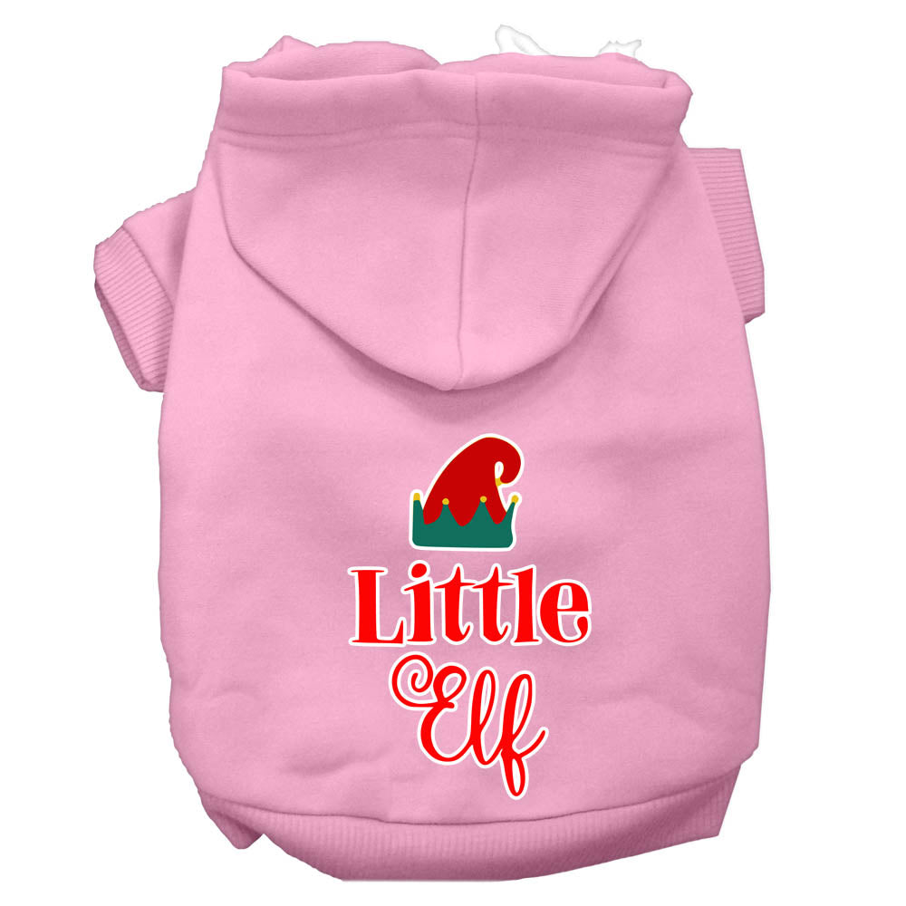 A cozy Christmas hoodie for pets featuring a 'Little Elf' design, perfect for dogs and cats during the holiday season.