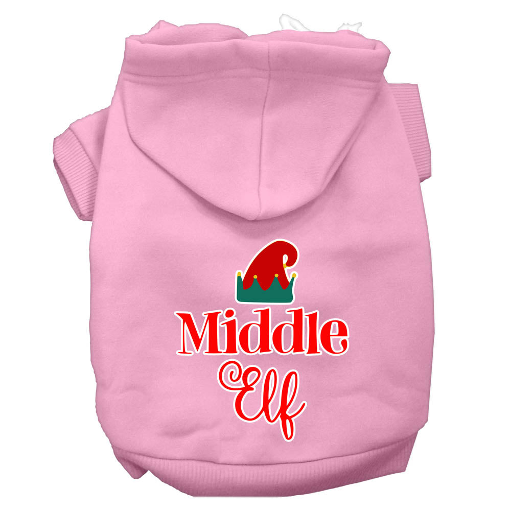 A cozy Christmas hoodie for pets featuring a 'Middle Elf' design, perfect for dogs and cats during the holiday season.