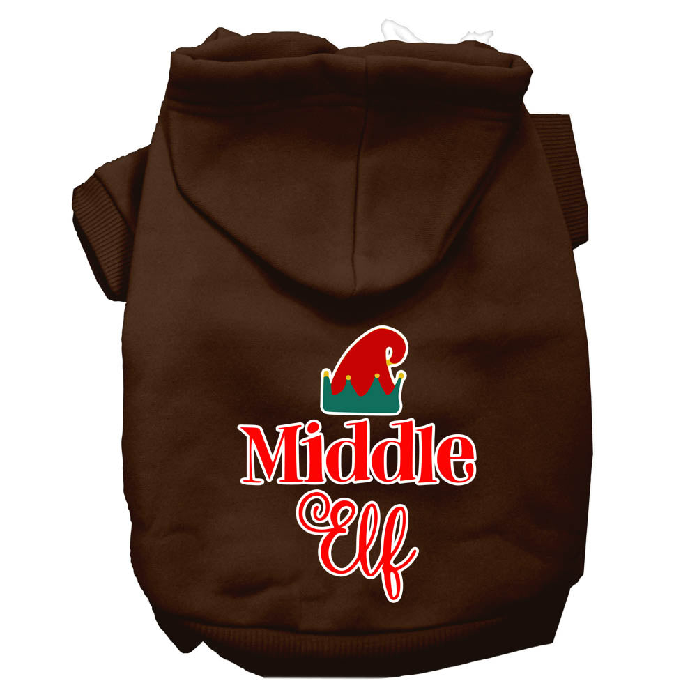A cozy Christmas hoodie for pets featuring a 'Middle Elf' design, perfect for dogs and cats during the holiday season.