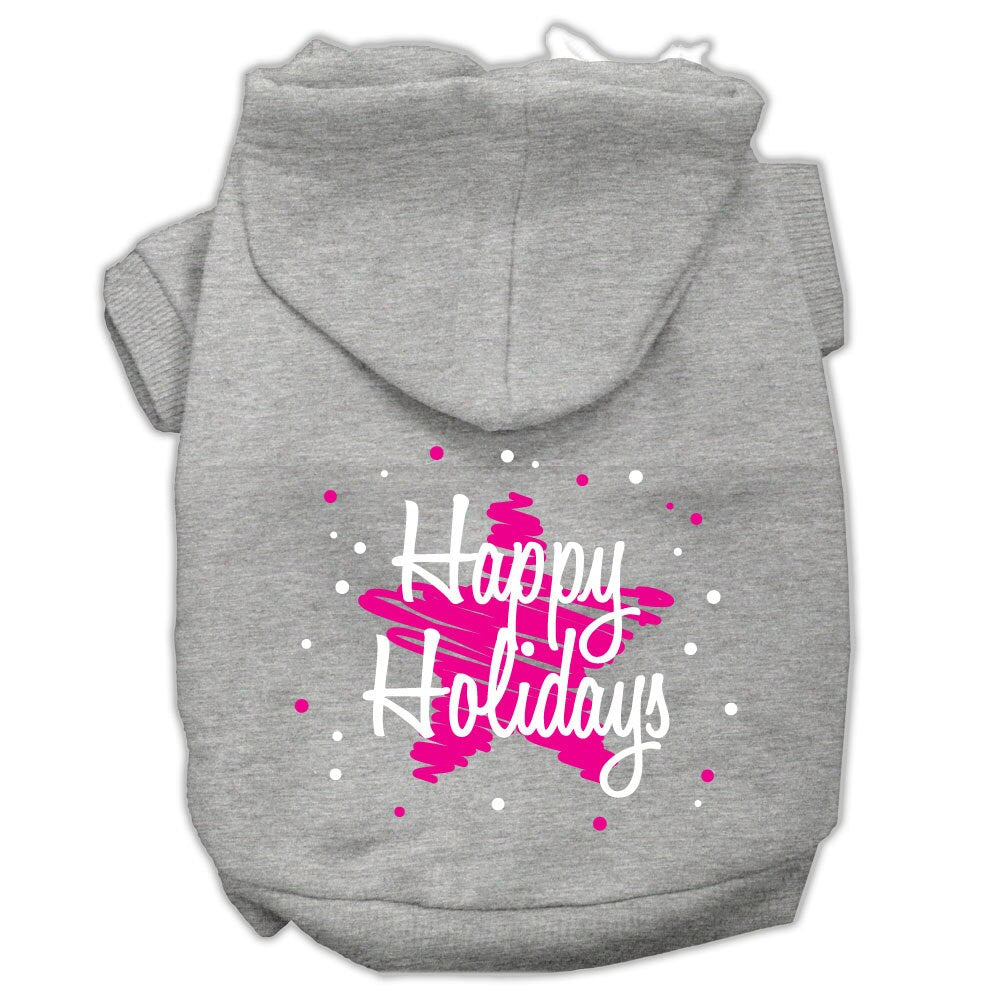 Christmas Pet Dog & Cat Hoodie with 'Scribble Happy Holidays' print, featuring a cozy design for festive celebrations.