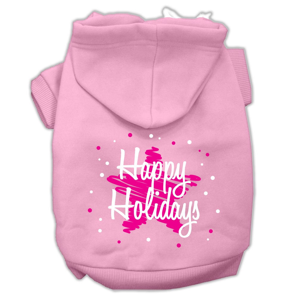 Christmas Pet Dog & Cat Hoodie with 'Scribble Happy Holidays' print, featuring a cozy design for festive celebrations.