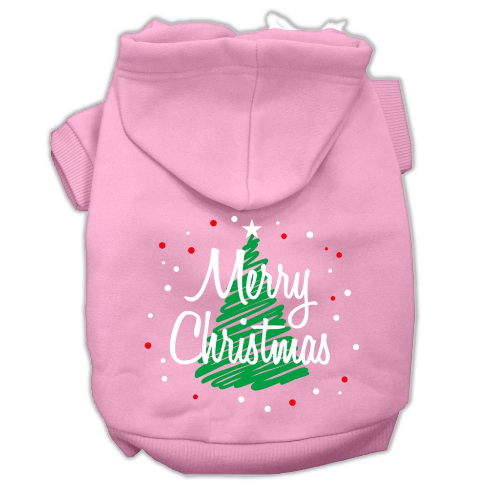 A cozy Christmas hoodie for dogs and cats, featuring a screen-printed 'Scribble Merry Christmas' design, perfect for festive occasions.