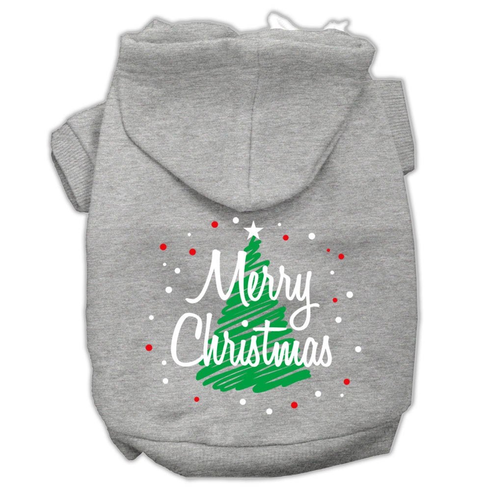A cozy Christmas hoodie for dogs and cats, featuring a screen-printed 'Scribble Merry Christmas' design, perfect for festive occasions.