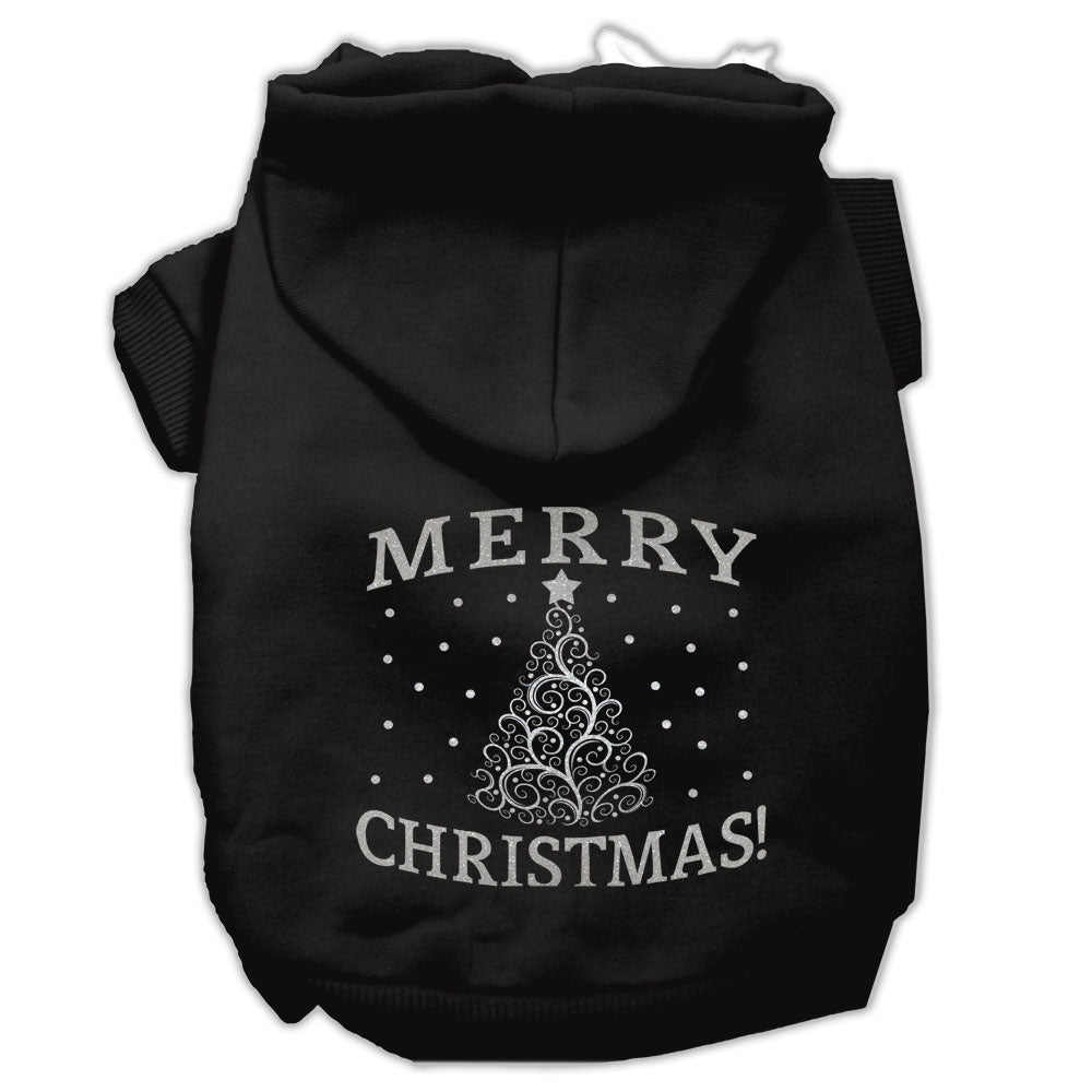A cozy Christmas hoodie for dogs and cats featuring a shimmering Christmas tree design, perfect for festive occasions.